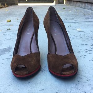 Miu Miu suede multicolor wedge peep toe pump EU39